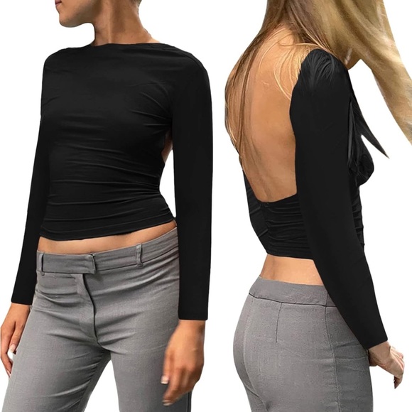 YesStyle Tops - Black open back shirt
